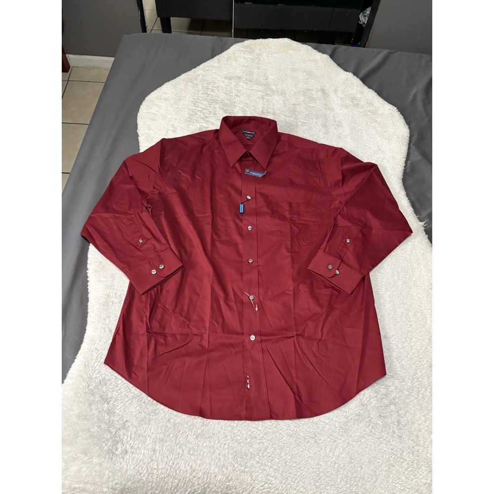 New Croft & Barrow Men's Red Broadcloth Button Down Dress‎ Shirt Size 17.5 32/33